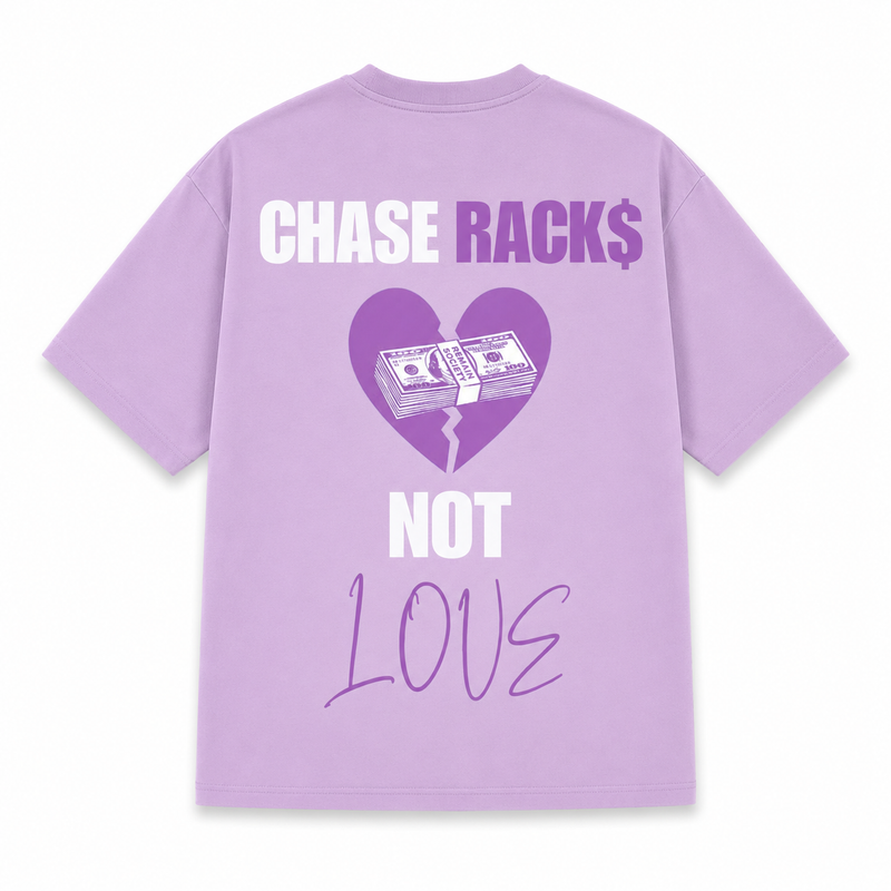 Camiseta Rosa “Chase Rack$ Not Love”, dorso